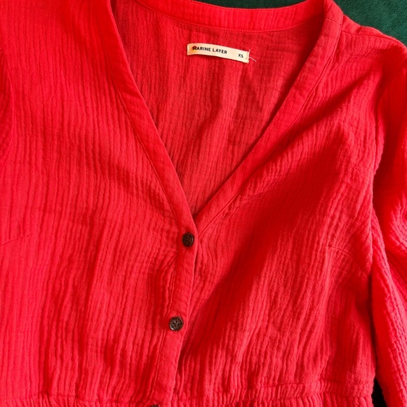 Marine Layer Vibrant Coral Midi Dress - Picture 2 of 8